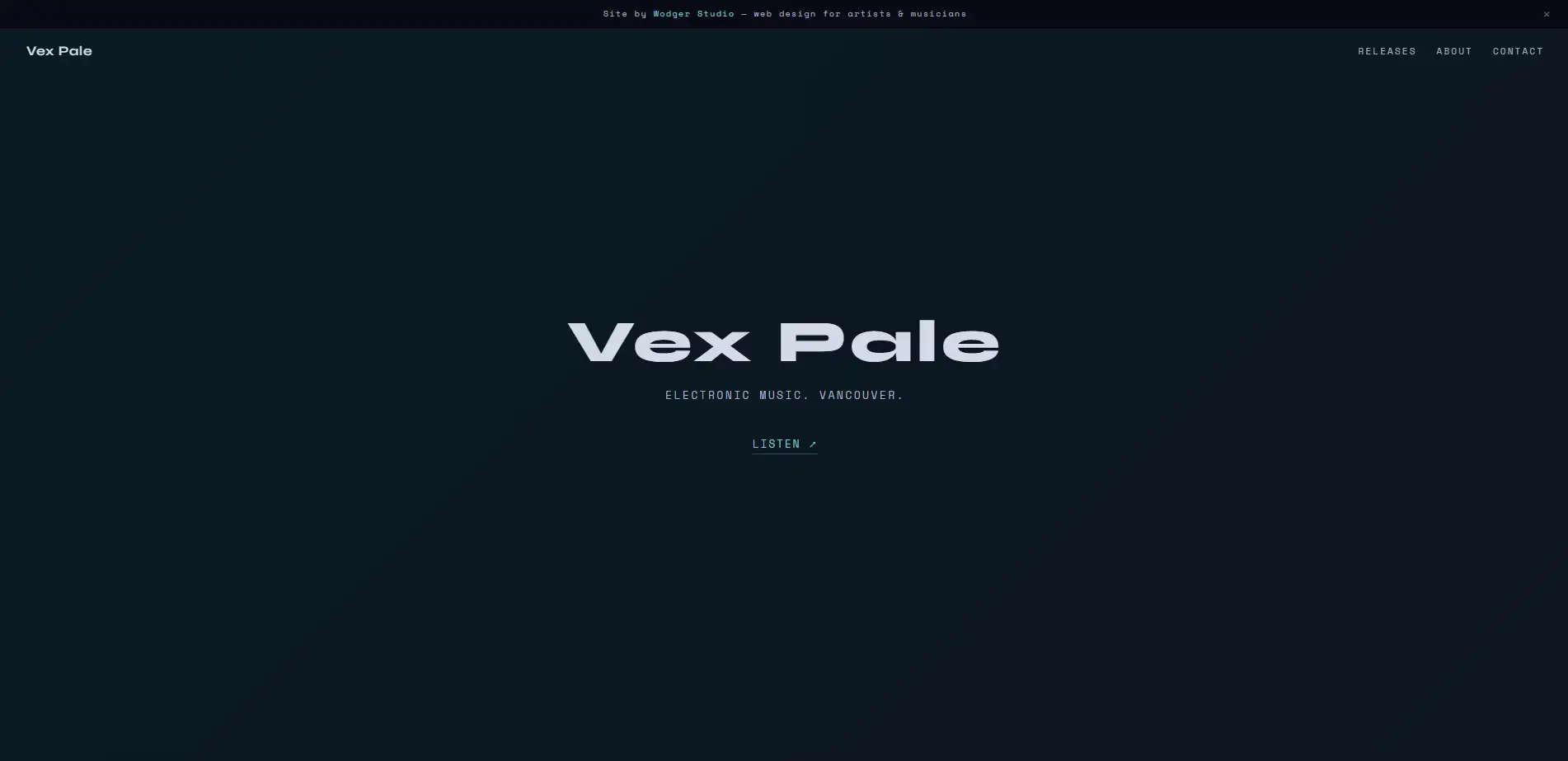 Vex Pale artist landing page screenshot